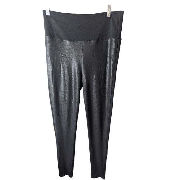 SPANX Assets Red Hot Label Faux Leather Panel Shaping Leggings Size XL - Picture 2 of 3